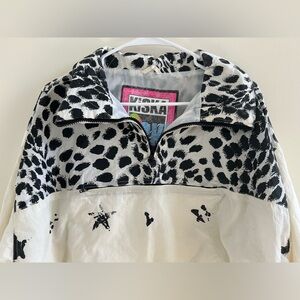 80s Vintage Kiska Ski 100% Nylon Anorak Size M Animal Print Drawstring Waist